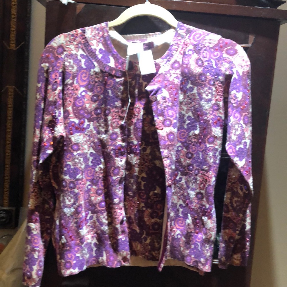 Whistles sweater twinset with scattered sequins S